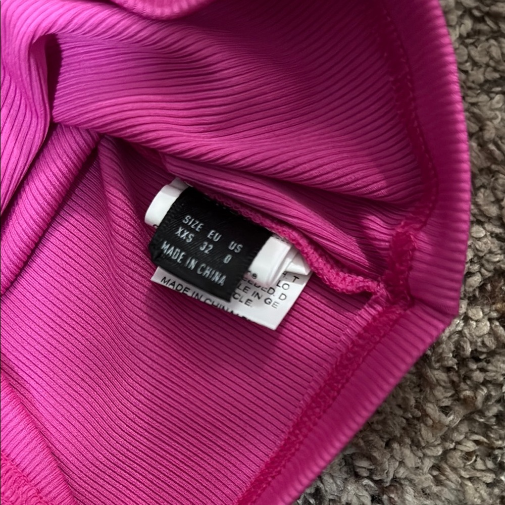 Pink One-Shoulder Ribbed Top - Picture 2 of 2